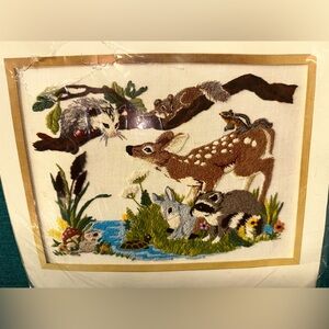 Vintage Columbia Minerva Crewel Embroidery Picture Kit FOREST FRIENDS NEW
